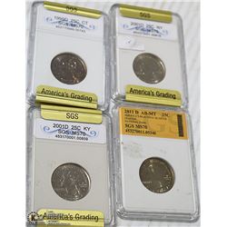 LOT OF 4 MINTSTATE USA QUARTERS IN HOLDERS