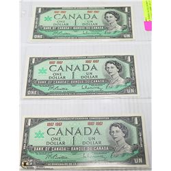 LOT OF 3 MINT CONDITION 1967 BANKNOTES NO SERIAL #