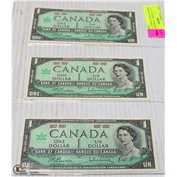 LOT OF 3 MINT CONDITION 1967 BANKNOTES NO SERIAL #