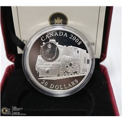 2008 1OZ .9999 FINE SILVER $20 TRAIN ROYAL HUDSON