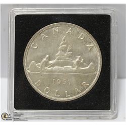 1957 CANADA .800 FINE SILVER DOLLAR COIN