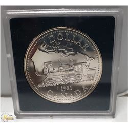 1981 CANADA SILVER DOLLAR UNCIRCULATED RAILWAY