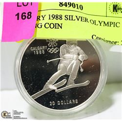 CALGARY 1988 SILVER OLYMPIC $1SKIING COIN
