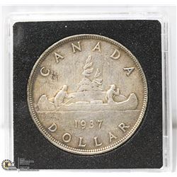 1937 SEMI-KEY DATE CANADA SILVER DOLLAR COIN
