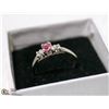 Image 1 : 10K WHITE GOLD RING WITH PINK STONE SIZE 8