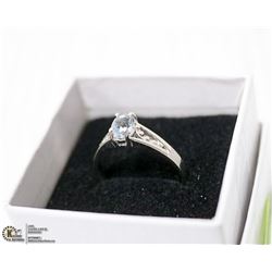 10K WHITE GOLD AQUAMARINE RING SIZE 8