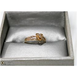 10K YELLOW GOLD DIAMOND HEART RING SIZE 6