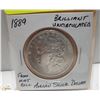 Image 1 : 1889 BRILLIANT UNCIRCULATED  SILVER MORGAN DOLLAR