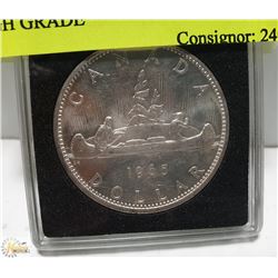 1965 CANADIAN SILVER DOLLAR, HIGH GRADE