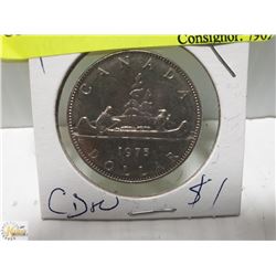 1975 CANADIAN SILVER DOLLAR - IN COIN HOLDER