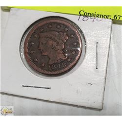 1848 USA ONE CENT