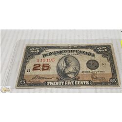 1923 DOMINION OF CANADA 25 CENTS