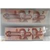 Image 1 : 1986 CANADA $2 UNCIRCULATED, 4 CONSECUITIVE BILLS