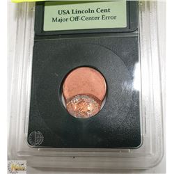 USA LINCOLN CENT MAJOR OFF CENTRE ERROR