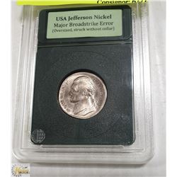 USA JEFFERSON NICKEL MAJOR BROADSTRIKE ERROR