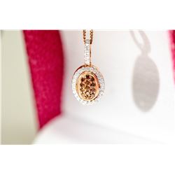 46) 14 K ROSE & WHITE GOLD DIAMOND PENDANT & CHAIN