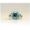 Image 1 : 29) PLATINUM FANCY COLOURED BLUE DIAMOND RING