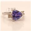 Image 1 : 31) PLATINUM TANZANITE AND DIAMOND RING