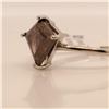 Image 2 : 39) PLATINUM BROWN DIAMOND SOLITAIRE RING