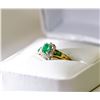 Image 1 : 13) 10 K GOLD EMERALD & DIAMOND RING