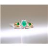 Image 2 : 13) 10 K GOLD EMERALD & DIAMOND RING