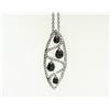 Image 2 : 47) 14 K WHITE GOLD BLACK DIAMOND PENDANT & CHAIN