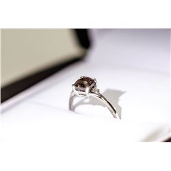 24) PLATINUM  BROWN DIAMOND RING