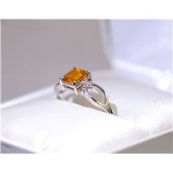 36)  10 KARAT WHITE GOLD YELLOW DIAMOND RING