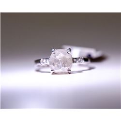 6)  10 KARAT WHITE GOLD FANCY CUT DIAMOND RING