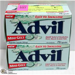 2 BOTTLES OF ADVIL 200MG MINI GEL CAPSULES, 70