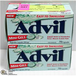 2 BOTTLES OF ADVIL 200MG MINI GEL CAPSULES, 70