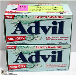 2 BOTTLES OF ADVIL 200MG MINI GEL CAPSULES, 70