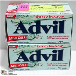 2 BOTTLES OF ADVIL 200MG MINI GEL CAPSULES, 70