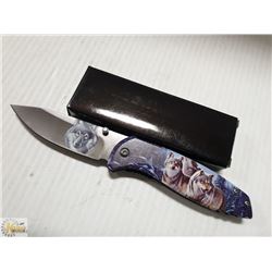 NEW FOLD OUT WOLF THEMED KNIFE