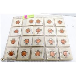 SHEET WITH TWENTY 1967 CANADIAN PENNIES