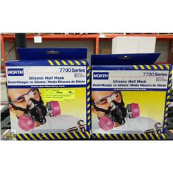 LOT OF 2 NORTH SILICONE HALF MASKS 7700 SIZE MED
