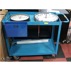 STEEL SHOP CART WITH CLOCKS
