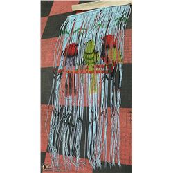 NEW BEADED CURTAIN / WALL HANGING WITH 3 PARROTS