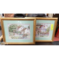 2 FRAMED NEEDLEPOINT PICTURES 14" X 11"