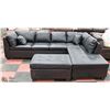 Image 1 : NEW BLACK LEATHERETTE SECTIONAL WITH OTTOMAN