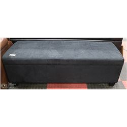 DARK GREY MICROFIBRE STORAGE OTTOMAN
