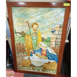 PAINTING OF BABY JESUS ADORED 29 X 42