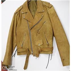 TAN LEATHER BIKER JACKET SIZE XLARGE