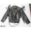 Image 1 : BLACK LEATHER FRINGE BIKER JACKET SMALL