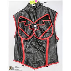 BLACK AND RED LEATHER VEST SMALL