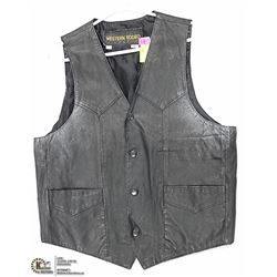 MENS BLACK LEATHER VEST SIZE LARGE WESTERN