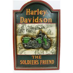 VINTAGE WOODEN HARLEY DAVIDSON WALL HANGER
