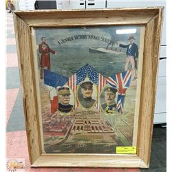 FRAMED ORIGINAL WW1 POSTER. THE KAISER'S FINISH