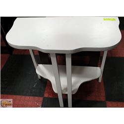 ANTIQUE WOOD HALF MOON TABLE WHITE