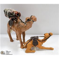 TWO LEATHER HAND MADE EGYPTIAN CAMELS